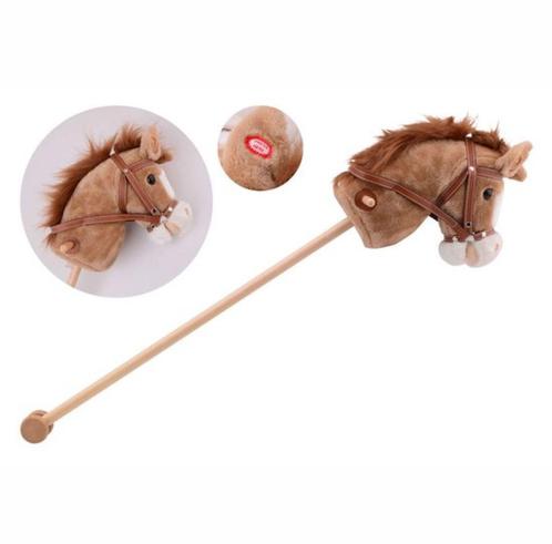 Houten Stokpaard met Geluid, Kinderen en Baby's, Speelgoed | Hobbelfiguren, Nieuw, Ophalen of Verzenden
