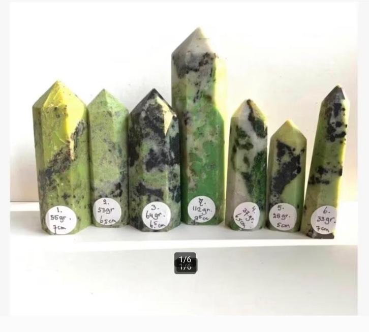 7 x mooie groene Jade Punten, Toren, zie beschrijving, Sieraden, Tassen en Uiterlijk, Edelstenen, Nieuw, Ophalen of Verzenden