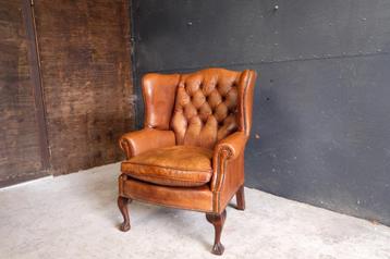 Mooie vintage Chesterfield oor of wing fauteuil