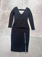 JOSHV JOSH V ZWARTE SPLIT JURK MIDIJURK BLACK DRESS MAAT S, Zwart, Zo goed als nieuw, Maat 36 (S), Onder de knie