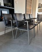 Zes bruin leder Henders & Hazel Dafur design eetkamerstoelen, Ophalen, Dafur, Bruin, Metaal