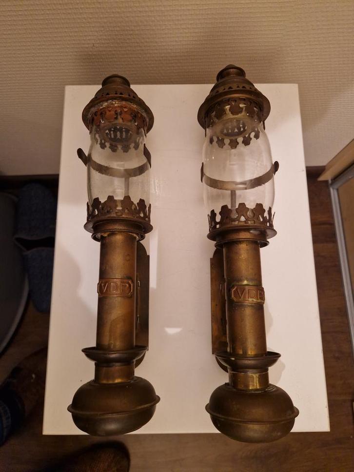 Antieke Trein Wagonlampjes Koper/Messing - Great Western Rai, Antiek en Kunst, Antiek | Lampen, Ophalen of Verzenden