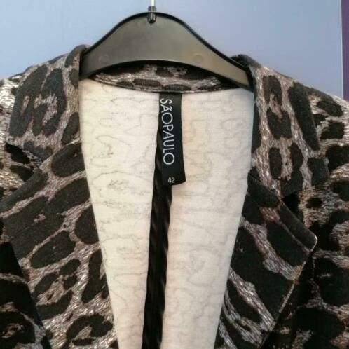 Sao Paulo luipaard setje: Rok + Blazer jasje mt 40-42 35225, Maat 38/40 (M), Kostuum of Pak, ., Zwart