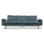 HKLiving Retro Design Bank Petrol Blue Velvet normaal 1695,-, Ophalen, Driepersoons, 75 tot 100 cm, Zo goed als nieuw