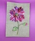 Dahlia `~ kleintje kunst ~ Linnen ~ Atelier, Minder dan 50 cm, Nieuw, Ophalen of Verzenden, Schilderij
