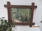 oude houten vintage lijst met prent, Huis en Inrichting, Woonaccessoires | Lijsten, Ophalen, Minder dan 50 cm, Gebruikt, Minder dan 50 cm