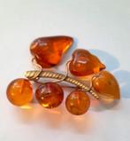 Prachtige Russische broche bladeren en 3 bessen barnsteen, v, Sieraden, Tassen en Uiterlijk, Broches, Ophalen, Zo goed als nieuw