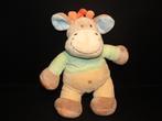 NICOTOY GIRAFFE VELOURS BEIGE/WIT MET GROEN/GEEL, Verzenden, Nieuw, Overige typen