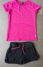 Meisjes sportkleding gympak zwart broekje met roze shirt 128, Broek, Meisje, Osaga, Ophalen of Verzenden