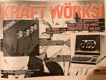 Paginagrote A4 advertenties KRAFTWERK Model Computer Love beschikbaar voor biedingen