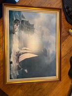 Schilderij van zeeslag in gouden lijst, Ophalen