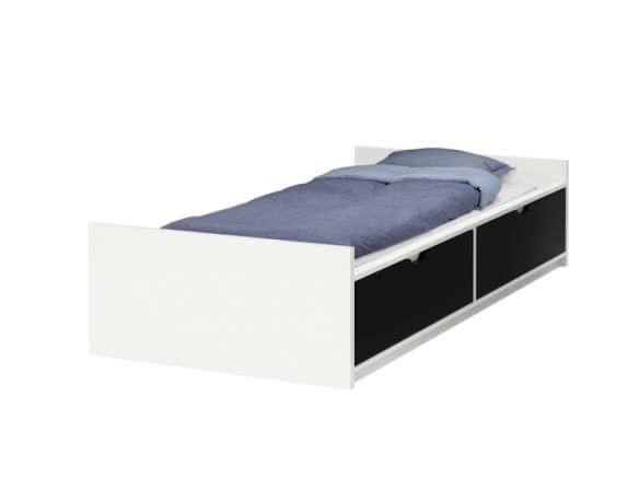 IKEA flaxa, Huis en Inrichting, Slaapkamer | Bedden, Gebruikt, Eenpersoons, 90 cm, 200 cm, Hout, Wit, Ophalen