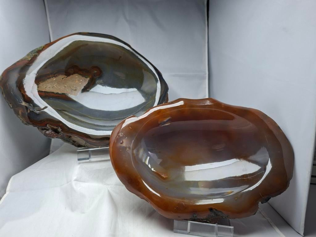 2 x agaat stenen schaal, Huis en Inrichting, Woonaccessoires | Schalen en Manden, Ovaal, Ophalen