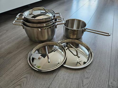BK 4 delige pannenset, Huis en Inrichting, Keuken | Potten en Pannen, Gebruikt, Pannenset, Rvs, Ophalen