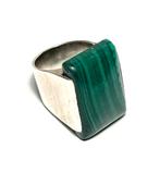 Vintage Zilveren Ring met Malachiet, 18 tot 19, Verzenden, Zo goed als nieuw, Dame of Heer