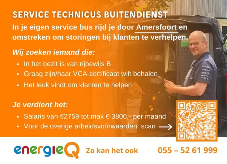 Vacature buitendienst Amersfoort, Vacatures, Vacatures | Techniek, LBO / VMBO, Starter, Vast contract, 33 - 40 uur