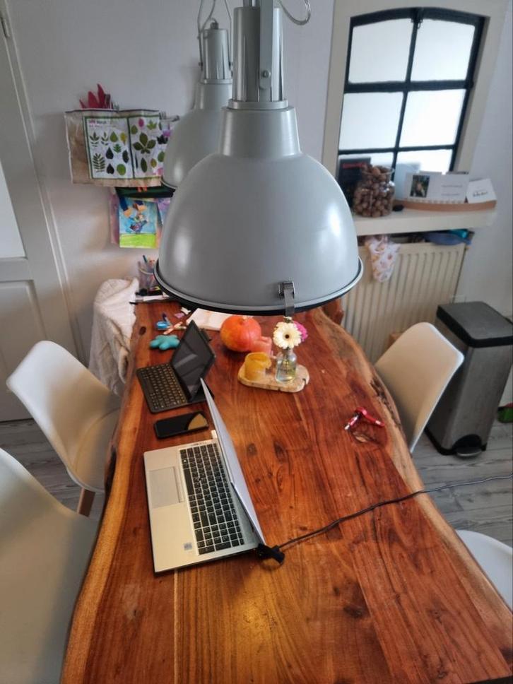 Industriële Hanglampen 2 [Karwei Brent grijs], Huis en Inrichting, Lampen | Hanglampen, Zo goed als nieuw, Minder dan 50 cm, Glas