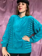 Vintage velvet trui - turquoise / groen - unisex, Groen, Gedragen, Maat 38/40 (M), Vintage