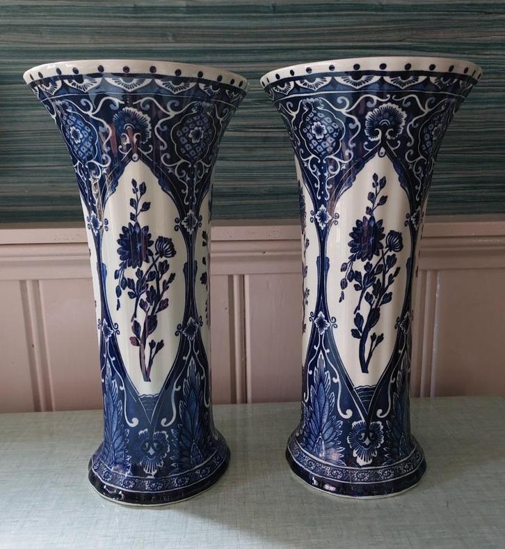 Vaas, Delfts Blauw, Boch, Huis en Inrichting, Woonaccessoires | Vazen, Gebruikt, Blauw, Minder dan 50 cm, Aardewerk of Porselein