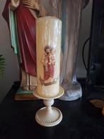 H. Kaars met kaarshouder ( metaal), Ophalen of Verzenden