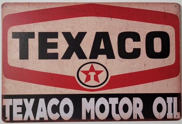 Texaco motor oil reclamebord van metaal wandbord deco, Verzamelen, Merken en Reclamevoorwerpen, Nieuw, Reclamebord, Ophalen of Verzenden