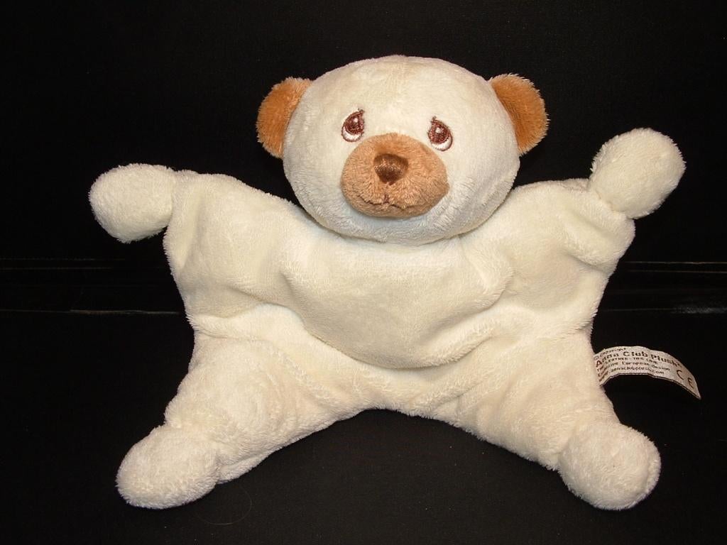 ANNA CLUB PLUSH BEER DUBBEL DIK KNUFFELDOEKJE VELOURS WIT, Kinderen en Baby's, Speelgoed | Knuffels en Pluche, Verzenden, Nieuw