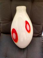 Vintage Murano Studio Art Glass Gestippelde Rode Cirkels., Ophalen of Verzenden, Minder dan 50 cm, Rood, Glas