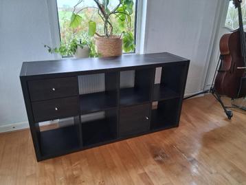 Ikea Kallax kast - 8 vaks  77 x147 cm Zwart bruin - 8 vakken beschikbaar voor biedingen