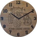 Themaklok met een John Deere 6155R tractor als thema, Huis en Inrichting, Ophalen of Verzenden, Nieuw, Wandklok