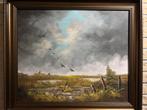 Schilderij met landschap en vogels, Antiek en Kunst, Ophalen of Verzenden