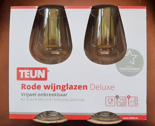TEUN - Rode Wijnglazen Deluxe (nieuw in doos), Caravans en Kamperen, Kampeeraccessoires, Nieuw, Ophalen of Verzenden