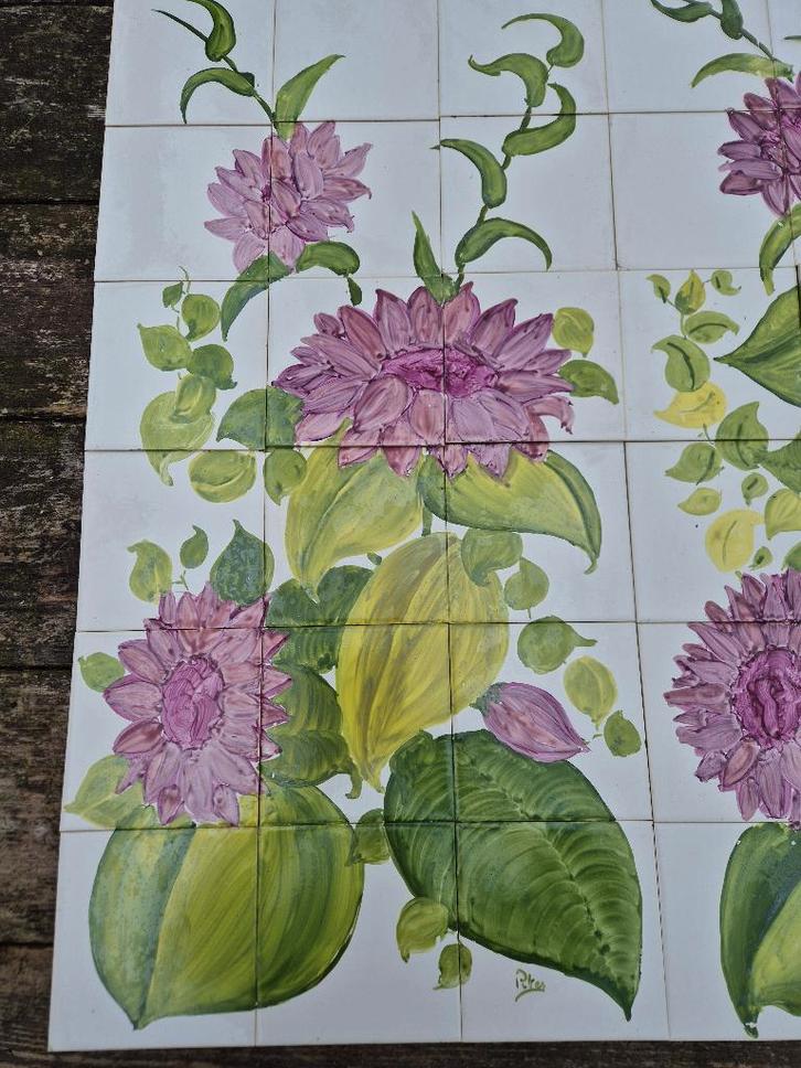 2x afbeelding bloemen 2x18 dunne losse tegels 15x15cm, Huis en Inrichting, Woonaccessoires | Wanddecoraties, Nieuw, Ophalen of Verzenden