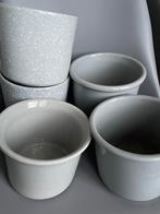 Grijze Bloempotten Keramiek Als nieuw, Rond, Zo goed als nieuw, Aardewerk, Tuin
