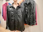 Zwart satijnen overhemd met ruches 1 XL en 2 keer L, Maat 38/40 (M), Zwart, Ophalen of Verzenden, Onbekend