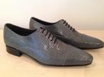 Pepe Milan herenschoenen 42 grijs leder snake slangenprint, Ophalen, Overige kleuren, Nieuw, Veterschoenen