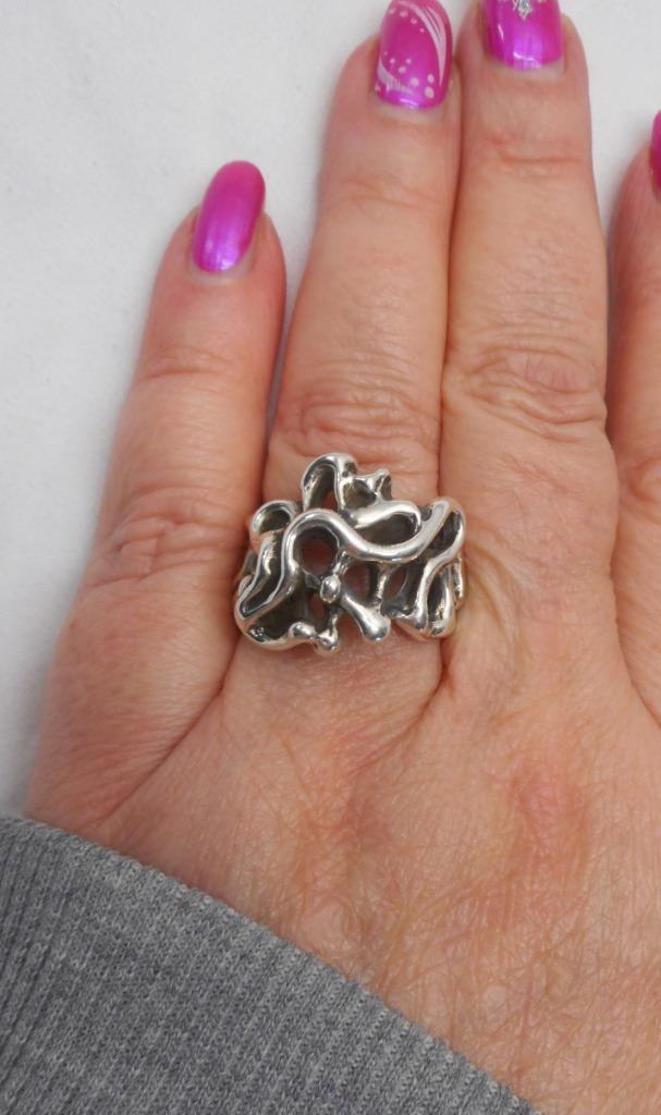 Prachtige zilveren massieve modernist ring maat 17.75 nr.847, Sieraden, Tassen en Uiterlijk, Ringen, Zo goed als nieuw, Dame, 17 tot 18