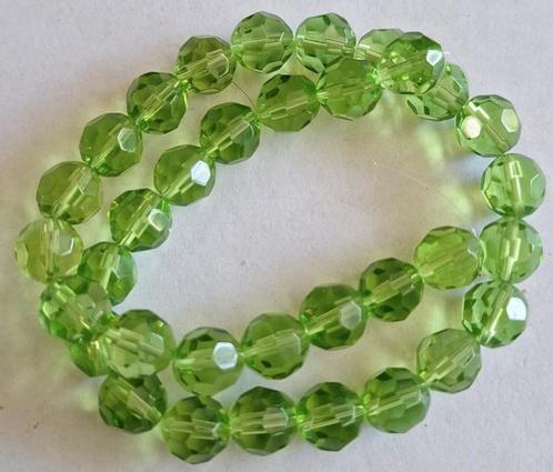Streng facet geslepen licht olijf kleur glas kralen 10 mm, Hobby en Vrije tijd, Kralen en Sieraden maken, Nieuw, Kraal, Verzenden