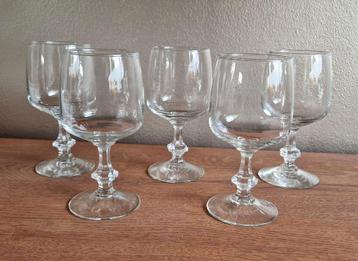 Set van 5 vintage port glazen facet geslepen glas kristal beschikbaar voor biedingen