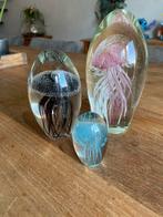 3 glazen bollen met kwal erin blauw roze en bruin glasbol, Huis en Inrichting, Woonaccessoires | Overige, Ophalen of Verzenden