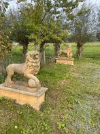 Leeuwenbeelden beton op sokkel, Ophalen, Gebruikt, Beton, Dierenbeeld