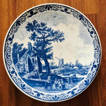 Antiek oud 1665 Delfts Blauw bord J v Goyen beschikbaar voor biedingen