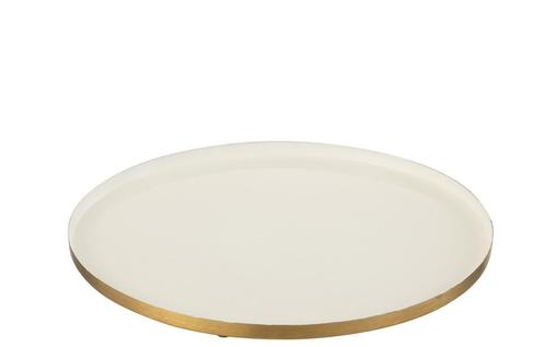 Plateau Rond Metaal Wit/Goud, Huis en Inrichting, Woonaccessoires | Overige, Nieuw, Ophalen of Verzenden