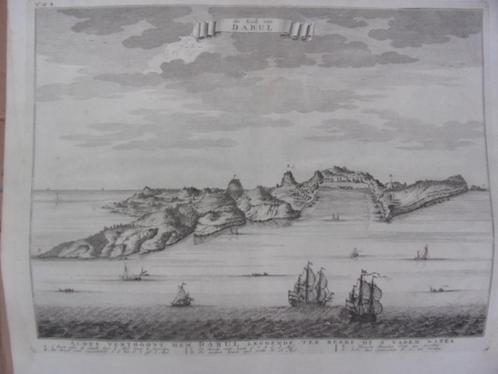 De Kust van Dabul (Dabhol) Kopergravure 1724, Antiek en Kunst, Kunst | Etsen en Gravures, Ophalen of Verzenden