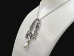 Zilveren hanger met zwaan, parel swarovski ketting. 2025/709, Met edelsteen, ., Nieuw, Ophalen of Verzenden