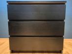 Malm zwarte 3-ladekast, Ophalen, Gebruikt, 50 tot 100 cm, 3 of 4 laden