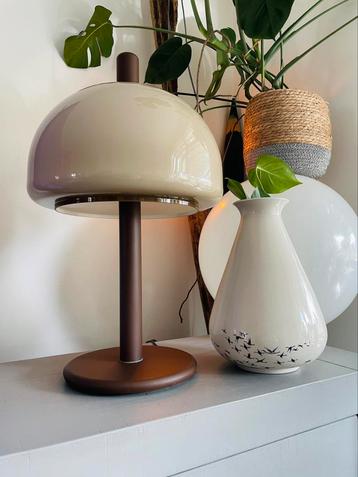 70’s DIJKSTRA grote Mokka Mushroom Lamp beschikbaar voor biedingen