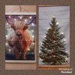 Kerstdoeken, wanddoek, kerstboom, hooglander, lichtjes, deco, Nieuw, Ophalen of Verzenden, Gemaalweg 12b Rutten, Ari-Janne.nl