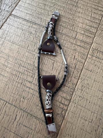 Apple Watch Band - Leer, Zwart, Kralen beschikbaar voor biedingen