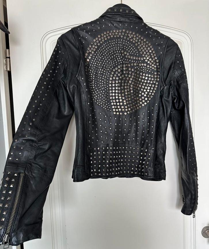 Goosecraft leren jas met studs , zgan , 36/38, Kleding | Dames, Jasjes, Kostuums en Pakken, Zo goed als nieuw, Jasje, Maat 38/40 (M)