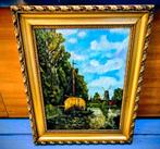 19eeuwsZAANSTREEK AFM 80X70 ANTIEKLIJST GEORFD MOLEN+KERKJE, Antiek en Kunst, Kunst | Schilderijen | Klassiek, Ophalen